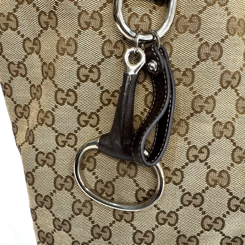 🥨超優惠Gucci緹花布拚棕牛皮GG Icon Bit 托特包229852-21