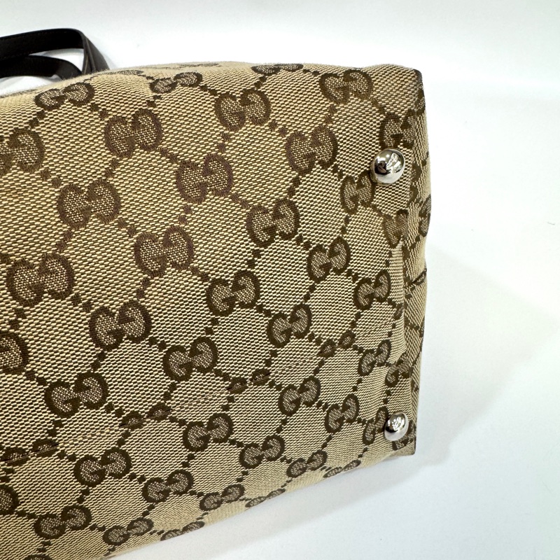 🥨超優惠Gucci緹花布拚棕牛皮GG Icon Bit 托特包229852-24