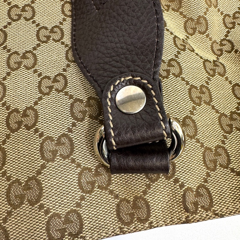 🥨超優惠Gucci緹花布拚棕牛皮GG Icon Bit 托特包229852-27