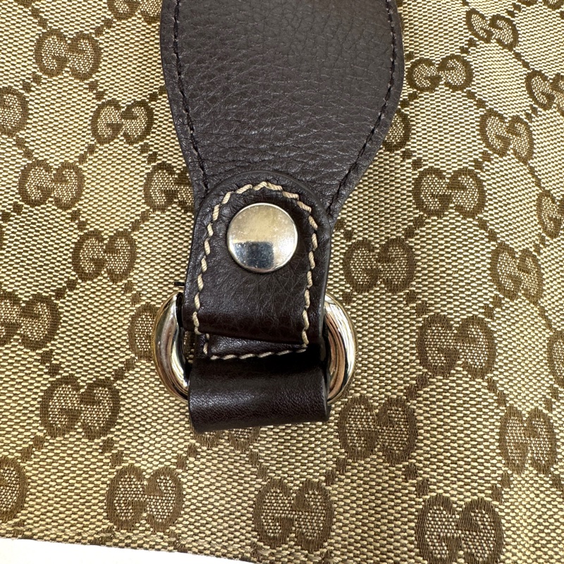 🥨超優惠Gucci緹花布拚棕牛皮GG Icon Bit 托特包229852-28