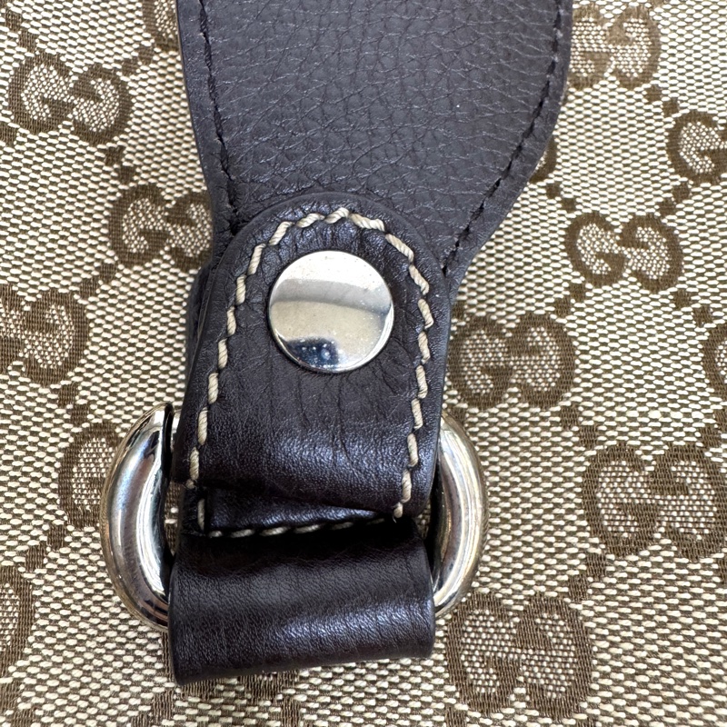 🥨超優惠Gucci緹花布拚棕牛皮GG Icon Bit 托特包229852-30