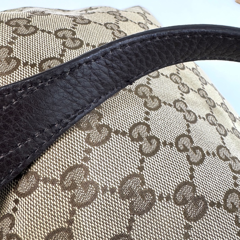 🥨超優惠Gucci緹花布拚棕牛皮GG Icon Bit 托特包229852-31