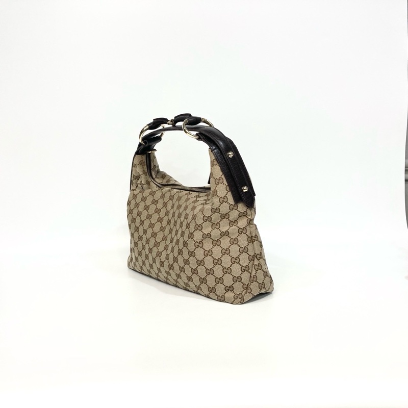 🥨超優惠GUCCI 緹花布Horsebit Hobo彎月單肩包 115867-2