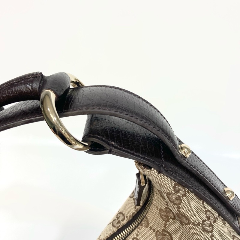 🥨超優惠GUCCI 緹花布Horsebit Hobo彎月單肩包 115867-11