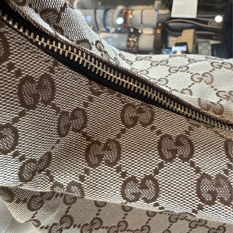 🥨超優惠GUCCI 緹花布Horsebit Hobo彎月單肩包 115867-10