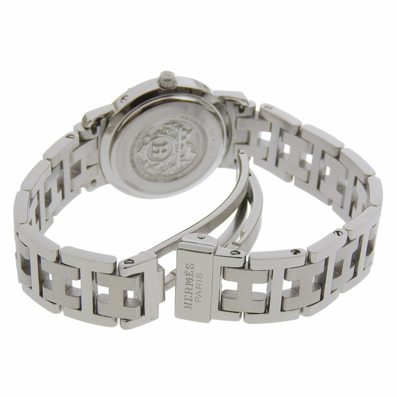 愛馬仕 Clipper Date CL4 210 腕錶，淺藍色錶盤，不鏽鋼石英機芯，電池驅動，錶徑約 24 毫米，近乎全新。-2