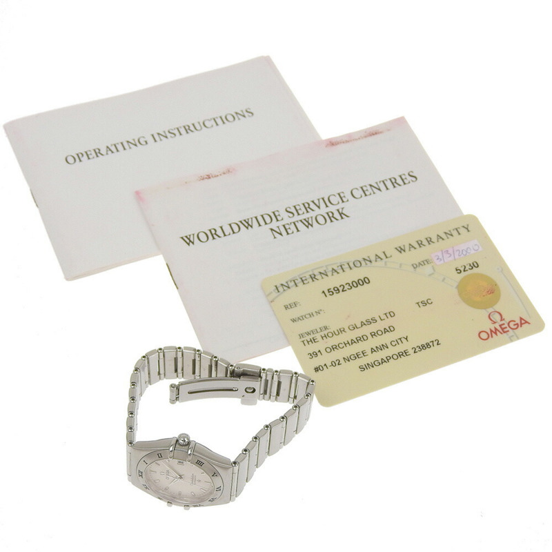 近新歐米茄星座系列日期顯示腕錶 1592 30 00 白色錶盤不鏽鋼自動上鍊 25 毫米女錶-7