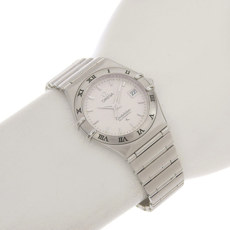 近新歐米茄星座系列日期顯示腕錶 1592 30 00 白色錶盤不鏽鋼自動上鍊 25 毫米女錶-8