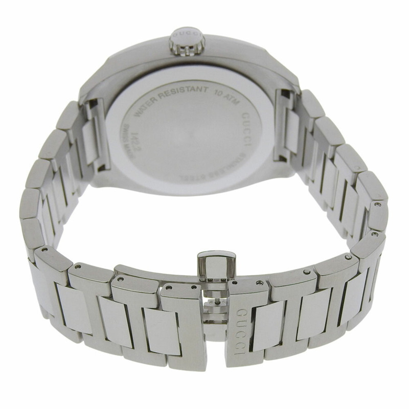 Gucci Date 100米防水 YA142201 142 2 黑色錶盤不鏽鋼石英錶（含電池），43毫米 男士-2