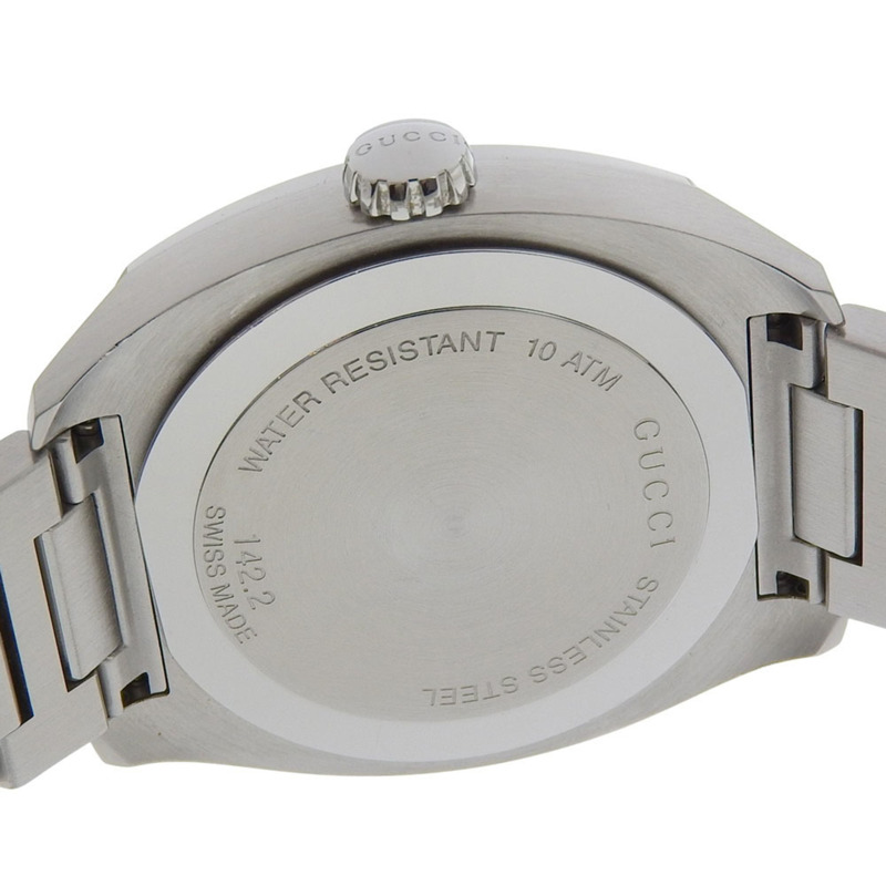 Gucci Date 100米防水 YA142201 142 2 黑色錶盤不鏽鋼石英錶（含電池），43毫米 男士-3