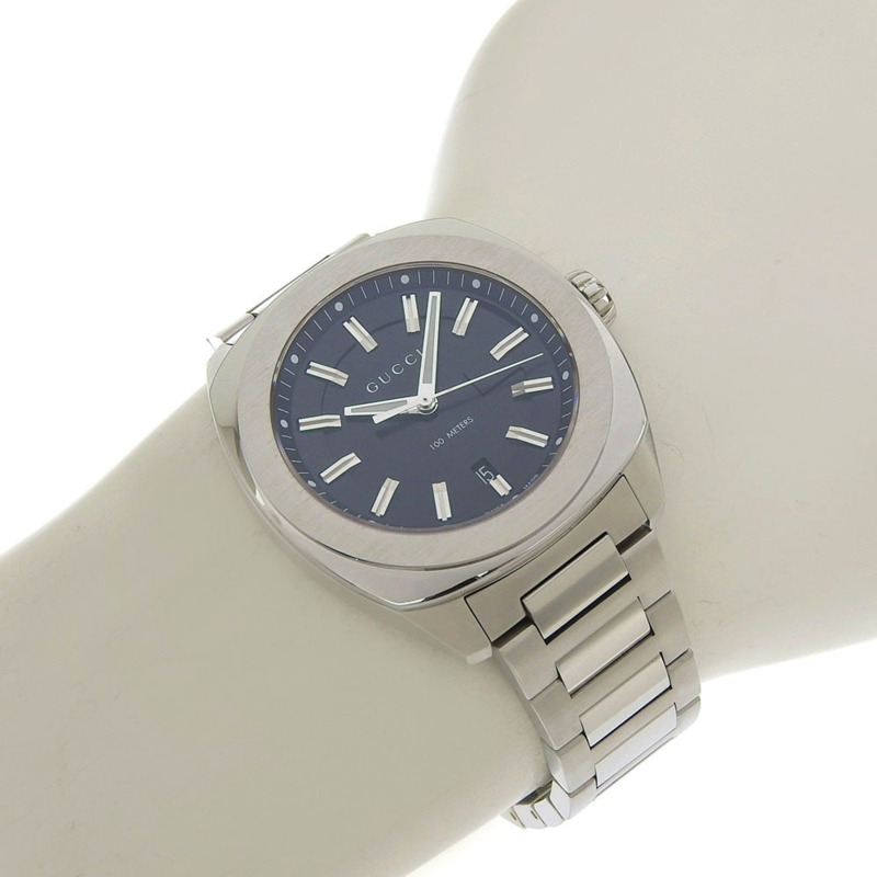 Gucci Date 100米防水 YA142201 142 2 黑色錶盤不鏽鋼石英錶（含電池），43毫米 男士-7