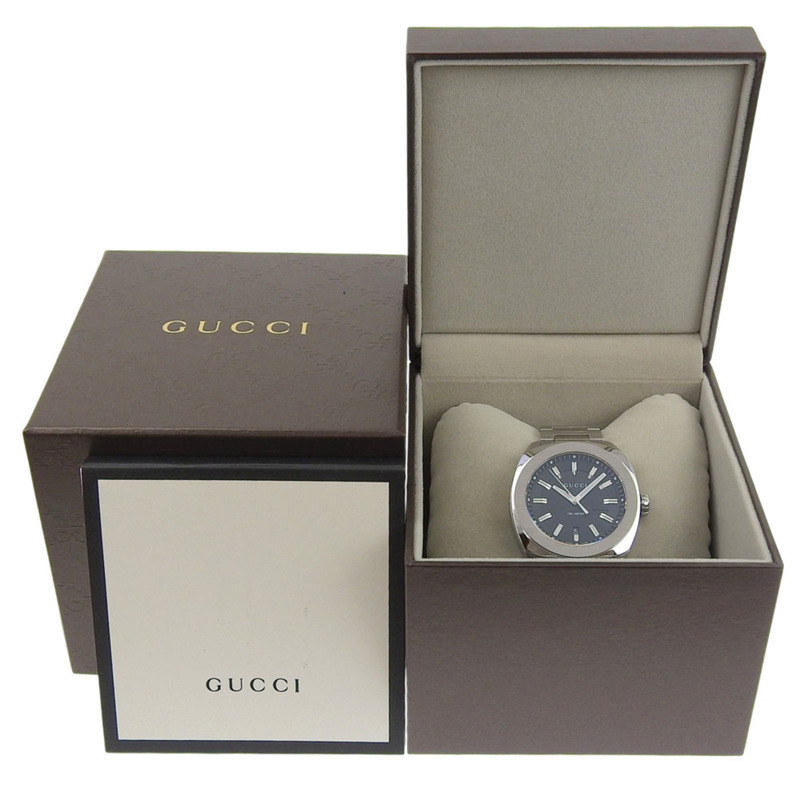Gucci Date 100米防水 YA142201 142 2 黑色錶盤不鏽鋼石英錶（含電池），43毫米 男士-8