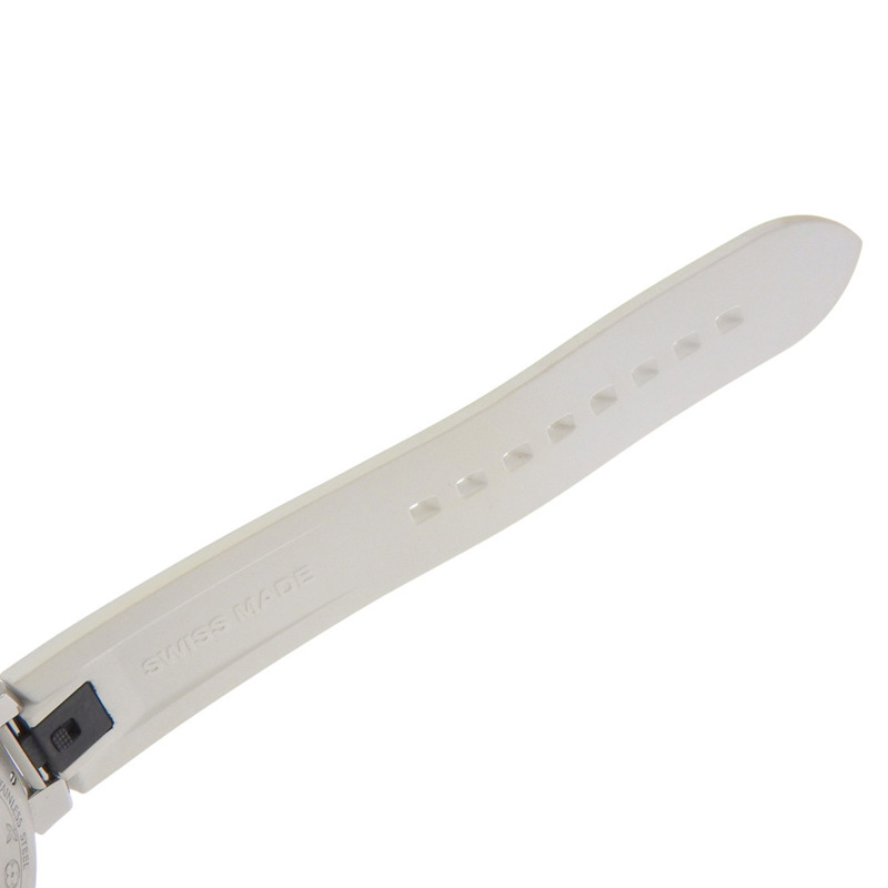 近乎全新路易威登 Tambour MM Q13MJ 白色錶盤腕錶，鑲嵌 8 顆鑽石，不鏽鋼和橡膠錶殼，石英機芯，33 毫米-5