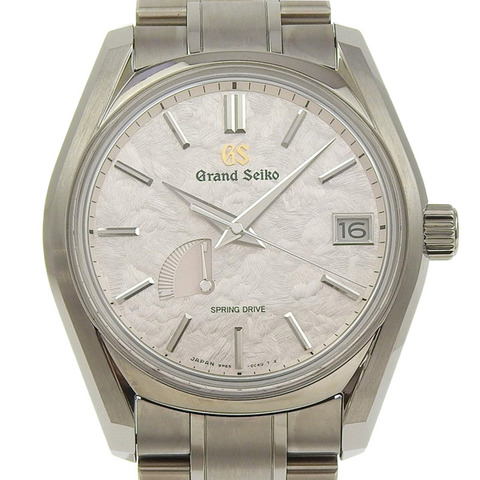近乎全新的 Grand Seiko SEIKO 9R65 0DG0 SBGA443 手錶，配有花筏錶盤和灰粉色錶盤。