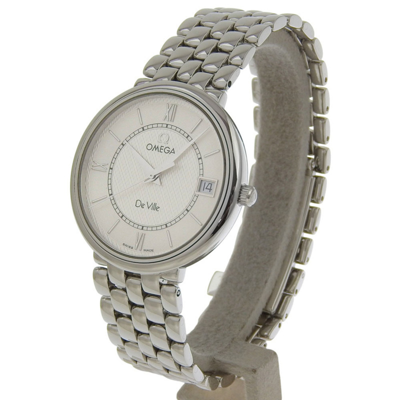 近全新歐米茄碟飛系列 Prestige Date 7514 31 銀色錶盤不鏽鋼石英腕錶，錶徑約 33 毫米，電池供電，男士腕錶-1