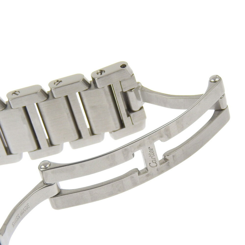 近全新卡地亞 Tank Française SM W51008Q3 白色錶盤不鏽鋼腕錶，兩針，石英機芯，25毫米 x 20毫米，女錶-4