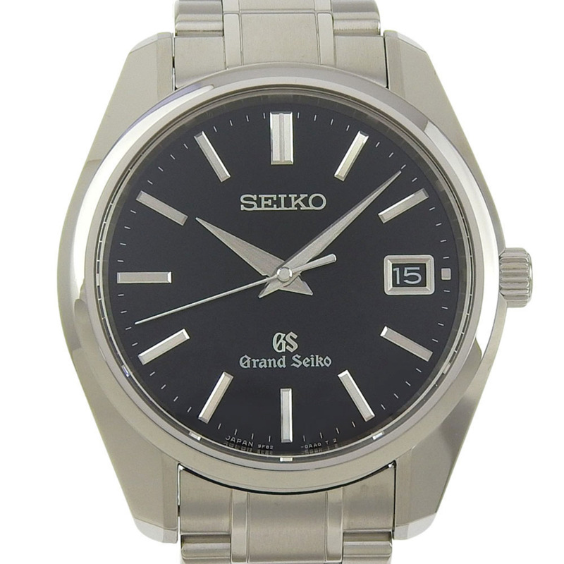 近全新 Grand Seiko Heritage 系列日期顯示腕錶 9F82 0AA0 SBGV007 黑色錶盤不鏽鋼石英男士腕錶-0