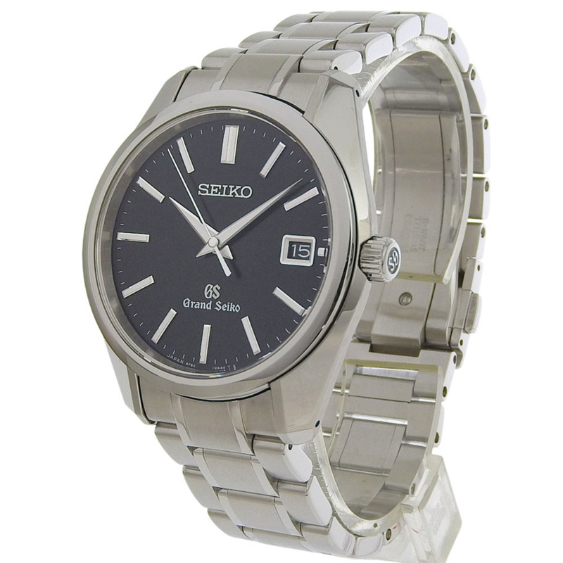 近全新 Grand Seiko Heritage 系列日期顯示腕錶 9F82 0AA0 SBGV007 黑色錶盤不鏽鋼石英男士腕錶-1
