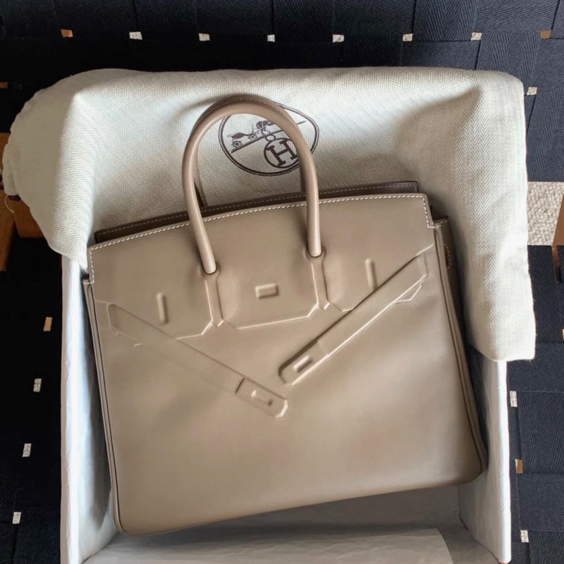 全套🩷 未使用 愛馬仕Hermes Birkin Shadow25 大象灰 Swift皮 Z刻-0