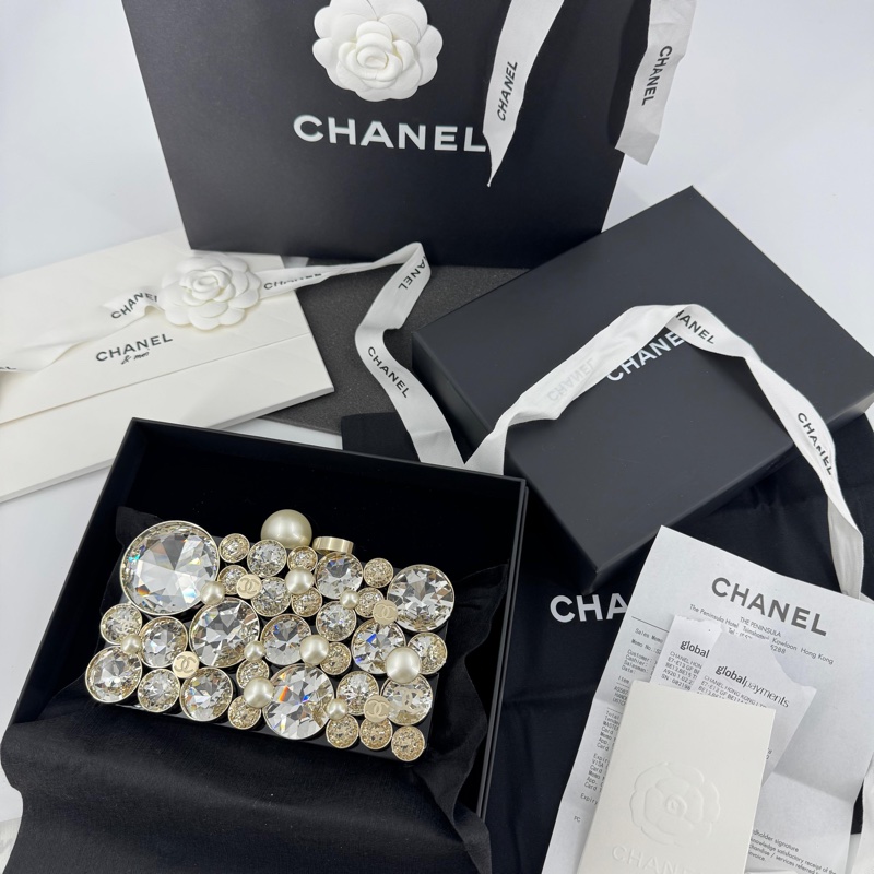 Chanel 2025/26 Plexi, Strass, Imitation Pearls & Gold-Tone Metal Black, Rhinestone & Golden Evening Bag-0