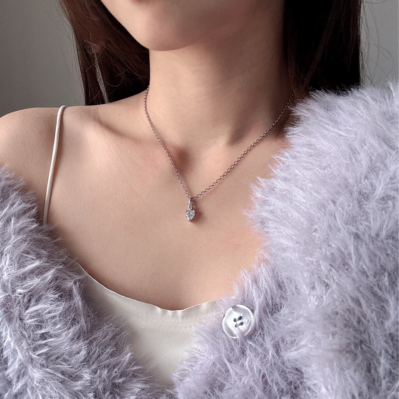 Givenchy 皓石愛心項鏈 鍍銀-1