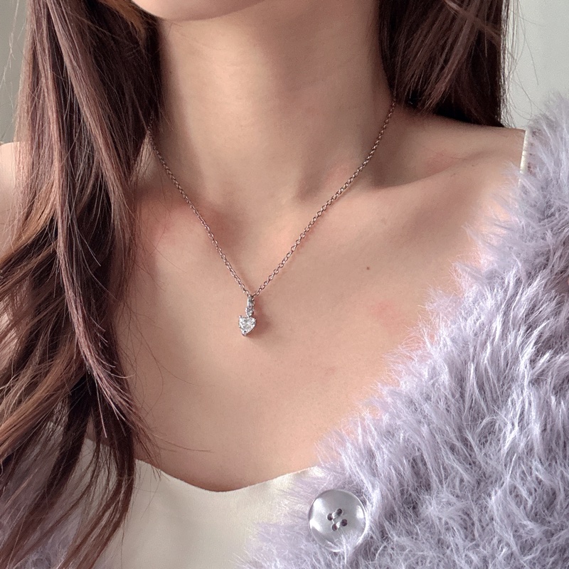 Givenchy 皓石愛心項鏈 鍍銀-2