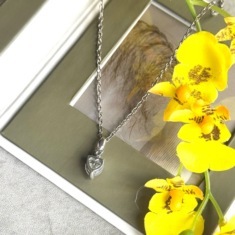 Givenchy 皓石愛心項鏈 鍍銀-6