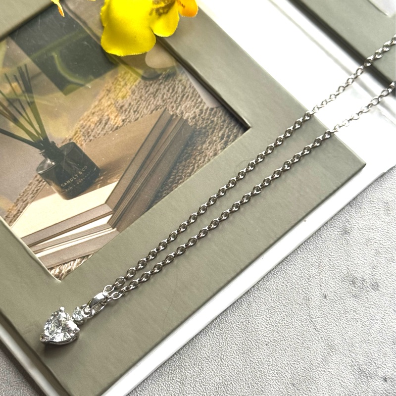 Givenchy 皓石愛心項鏈 鍍銀-9