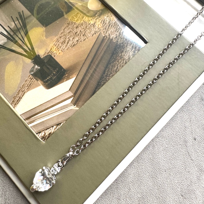 Givenchy 皓石愛心項鏈 鍍銀-11