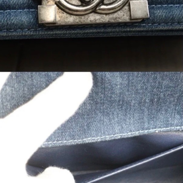 「JL精品代購」9新 Chanel 香奈兒 藍色毛呢 boy包-10