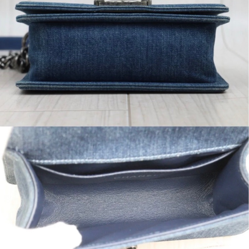 「JL精品代購」9新 Chanel 香奈兒 藍色毛呢 boy包-7