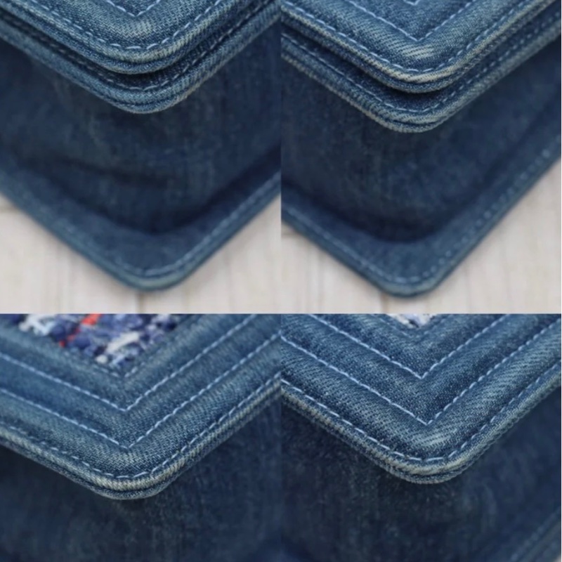 「JL精品代購」9新 Chanel 香奈兒 藍色毛呢 boy包-8