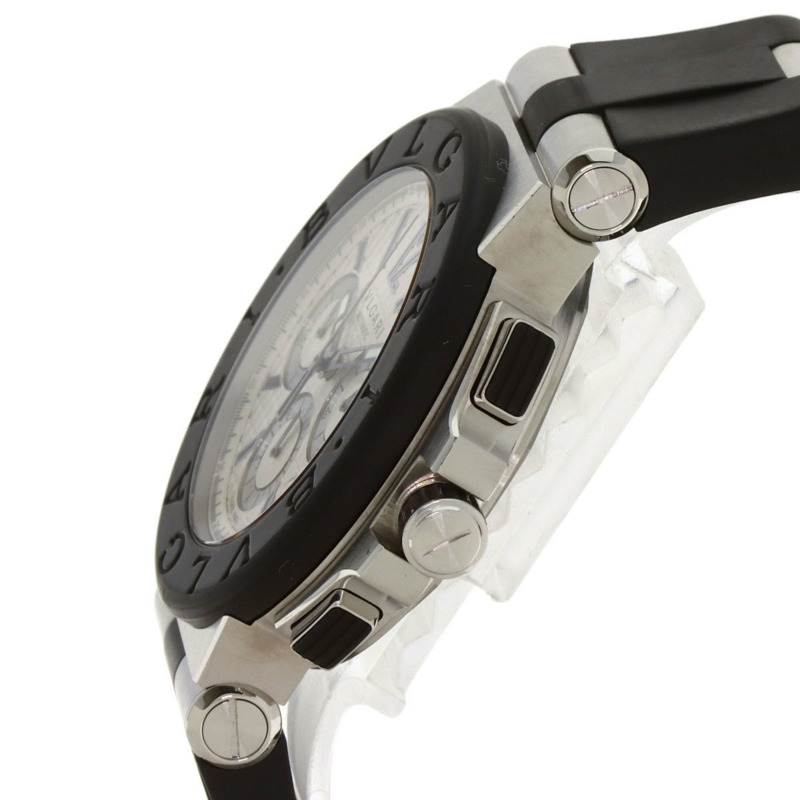 寶格麗 DG42SVCH Diagono 男士計時腕錶，精鋼錶殼搭配橡膠錶帶-4