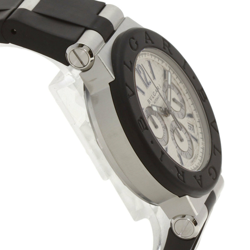 寶格麗 DG42SVCH Diagono 男士計時腕錶，精鋼錶殼搭配橡膠錶帶-5
