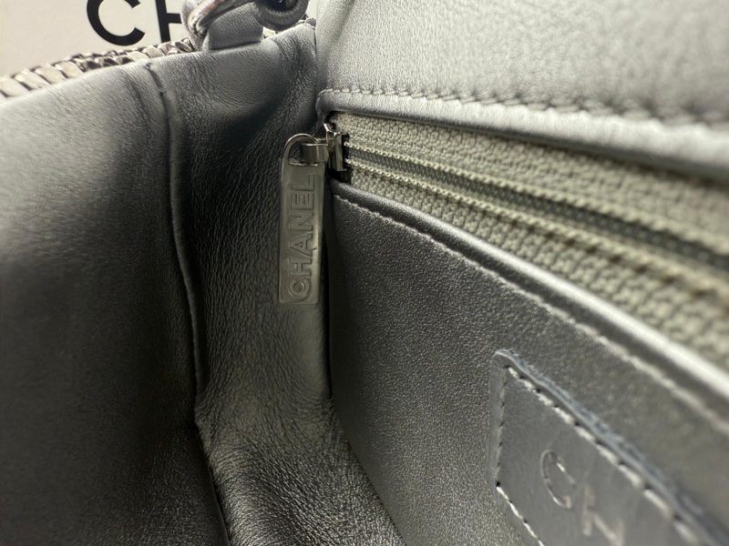 Chanel 2022 Rhinestone Strass & Metal Mini Flap Bag with Silver Tone Hardware-15