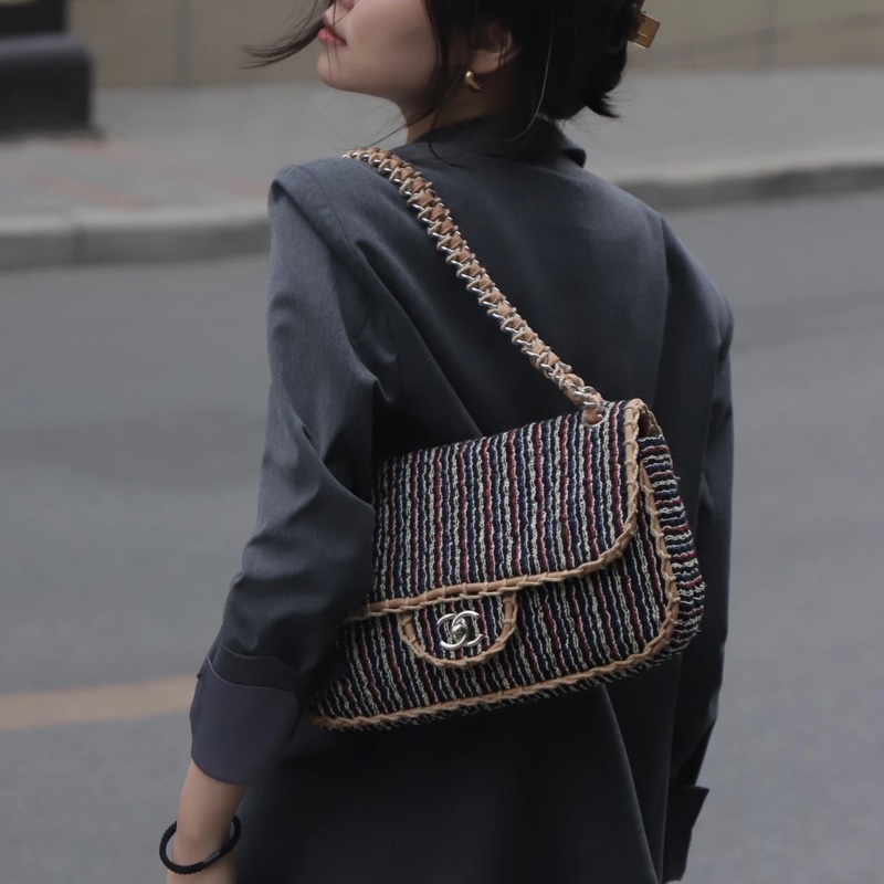 「JL精品代購」98新 Chanel 香奈兒 麻繩 編織cf-1