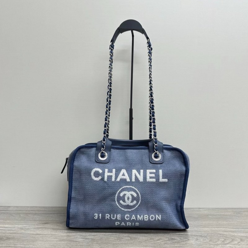 CHANEL丹寧牛仔tote沙灘包32*22*13 98新配件塵袋-0