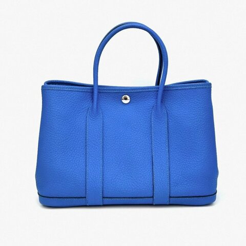 HERMES 水妖藍銀扣花園30手提包 30*21*14 98新配件塵袋