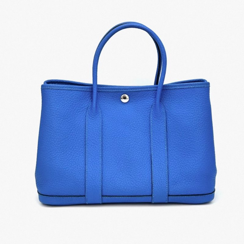 HERMES 水妖藍銀扣花園30手提包 30*21*14 98新配件塵袋-0