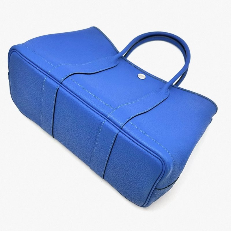 HERMES 水妖藍銀扣花園30手提包 30*21*14 98新配件塵袋-4