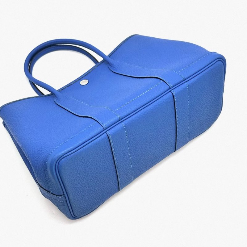 HERMES 水妖藍銀扣花園30手提包 30*21*14 98新配件塵袋-5