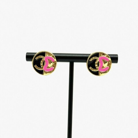 CHANEL24C黑粉雙C耳釘 98新配件盒子