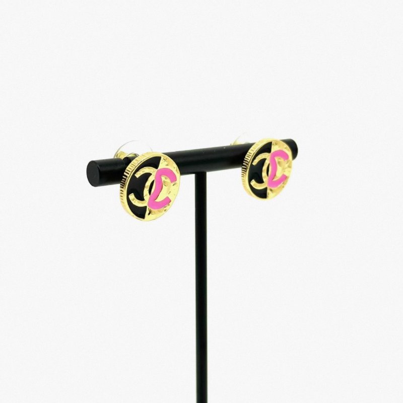 CHANEL24C黑粉雙C耳釘 98新配件盒子-2