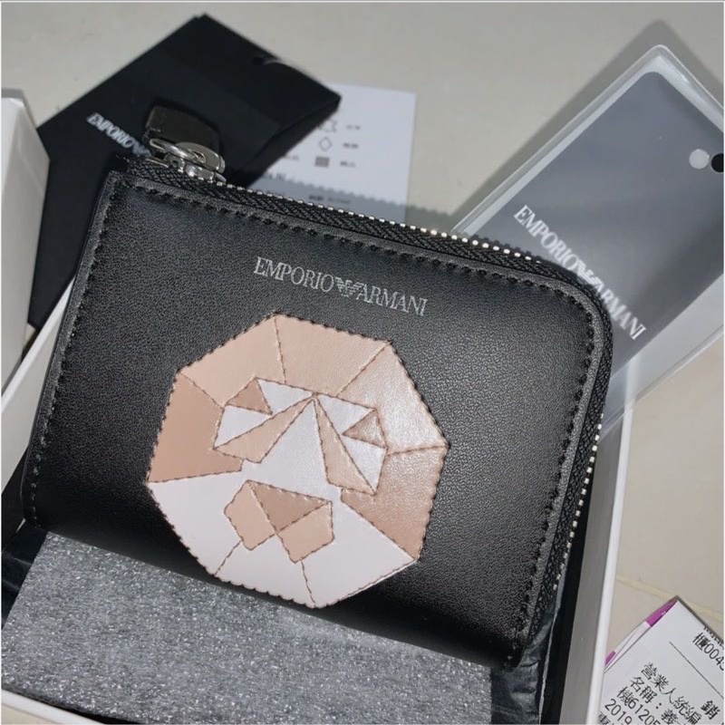 Armani全牛皮短夾95新-1