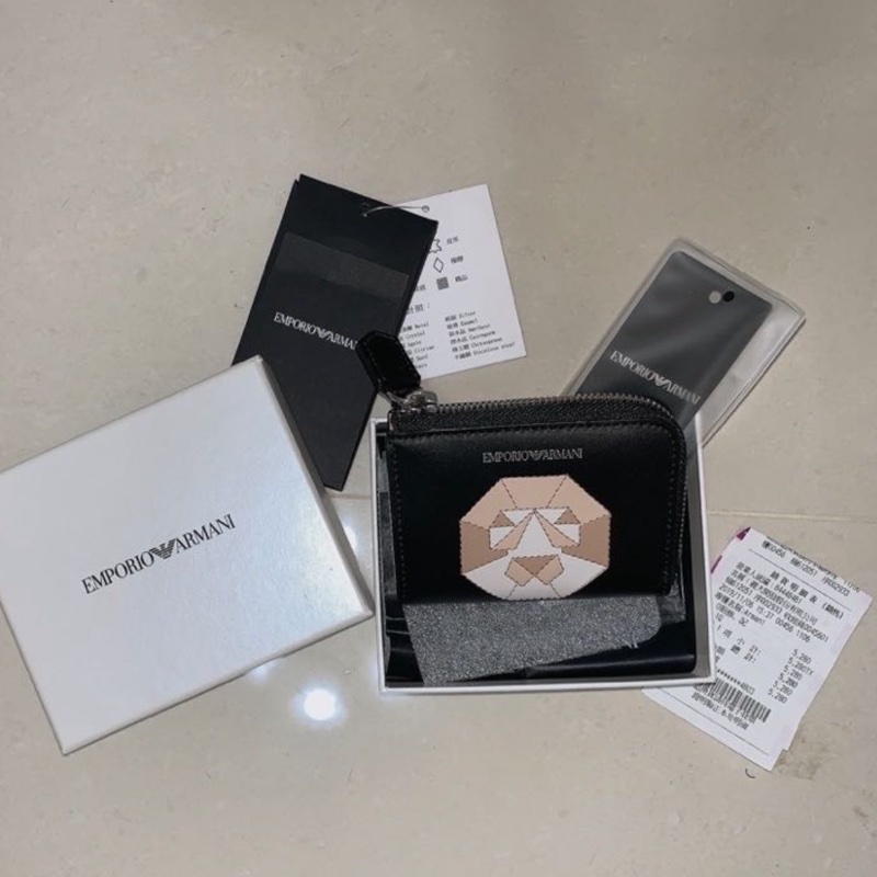 Armani全牛皮短夾95新-3