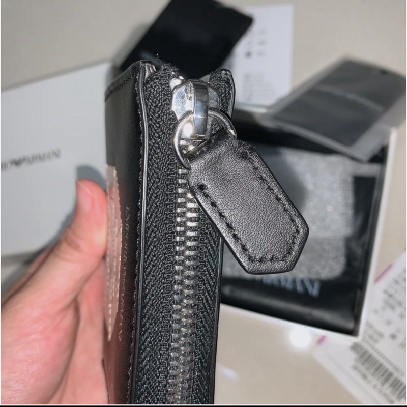 Armani全牛皮短夾95新-4