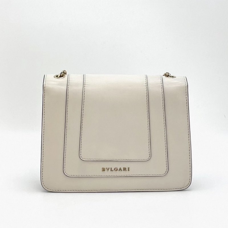 BVLGARI 白色金扣蛇頭肩背斜背包 20*15 98新配件塵袋-1
