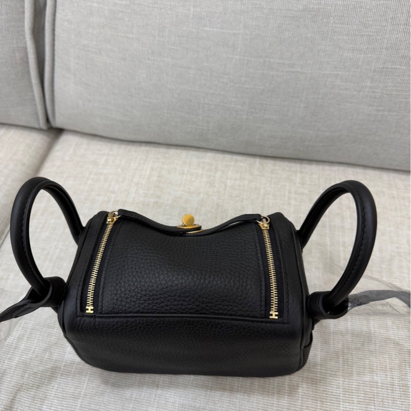 Hermes 愛馬仕 Mini Lindy 2代 黑金 W刻-16