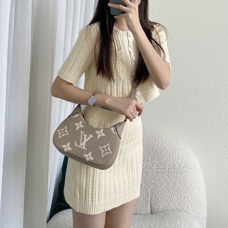 LV M46112 bagatelle大象灰壓花牛角包 手提包 斜背包-2