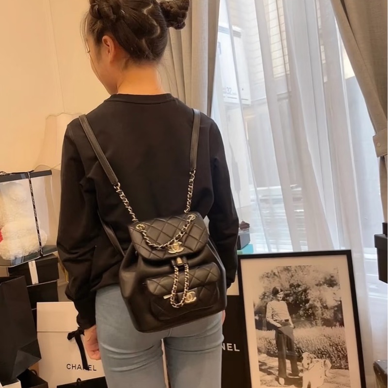 香奈兒CHANEL✨爆款duma雙肩包 黑金-1